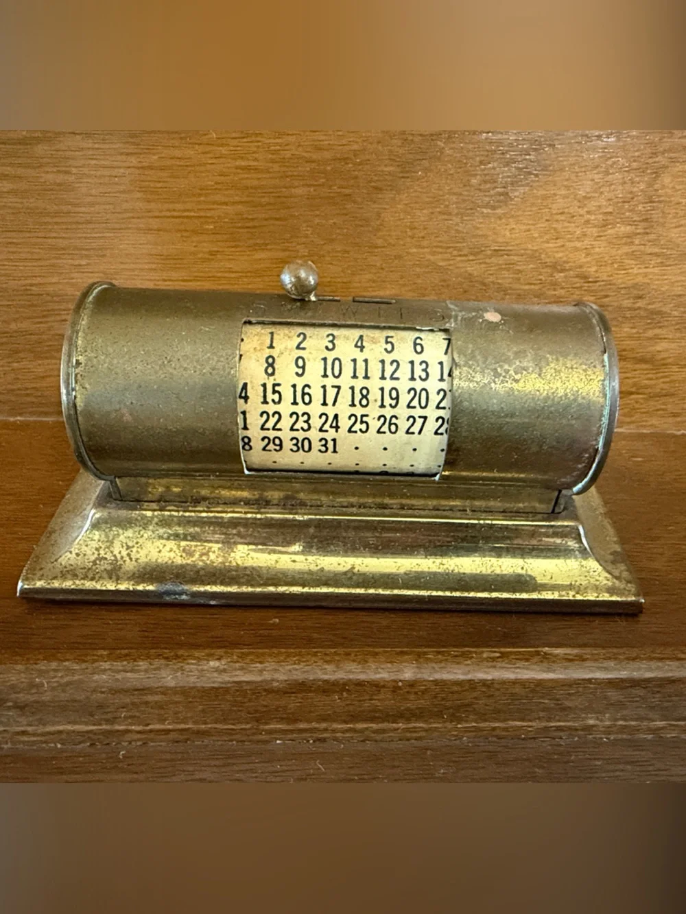 Vintage Brass Perpetual Desk Calendar Mid Century Rolling Date Office Decor